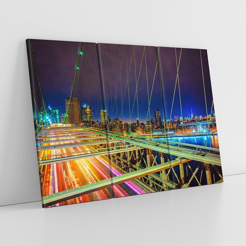 Obraz na płótnie 120x80 - Most w USA - Światła i samochody - most, USA