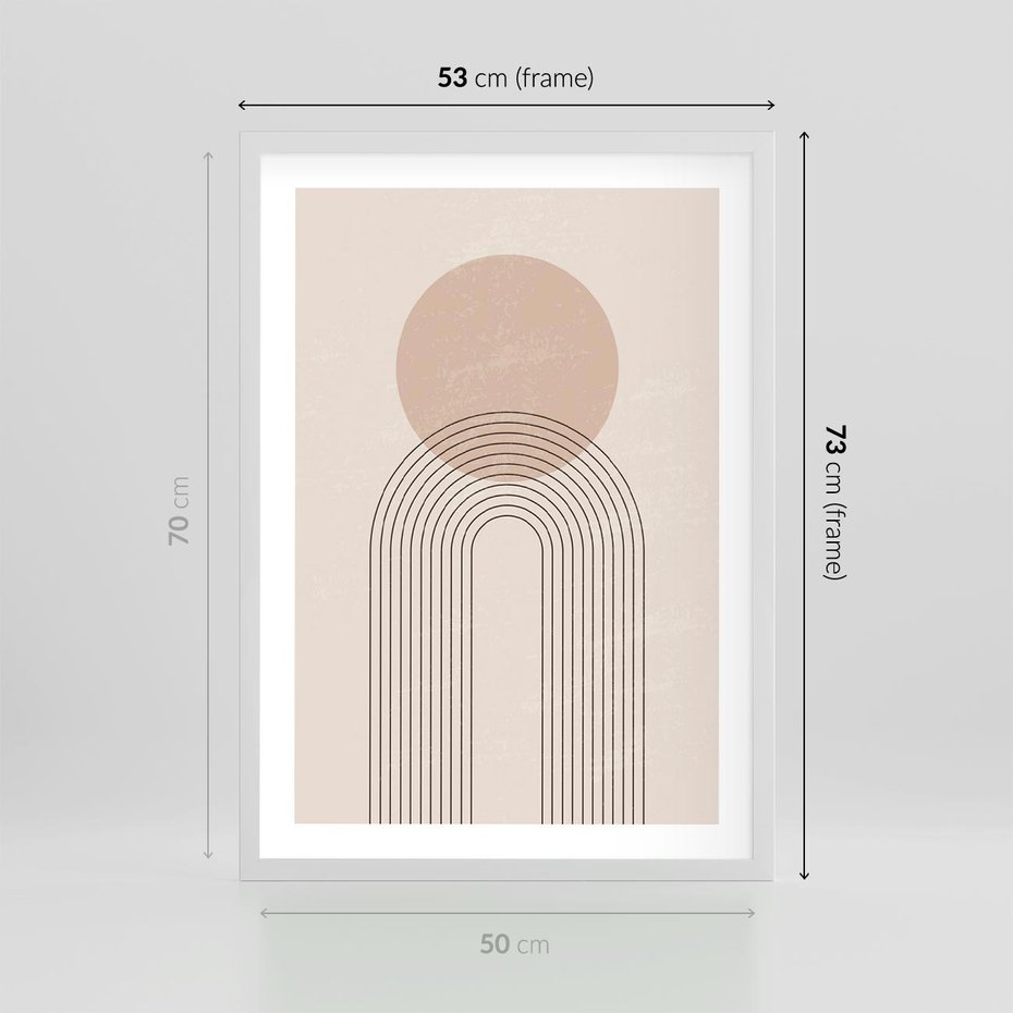 Plakat w ramie 50x70 - Konturem Zdefiniowane - boho plakat, minimalizm - rama biała