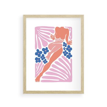 Plakat w ramie 50x70 - Opowieść Ognistych Rytów - nowoczesny kobiecy akt, graficzne kształty - rama drewno