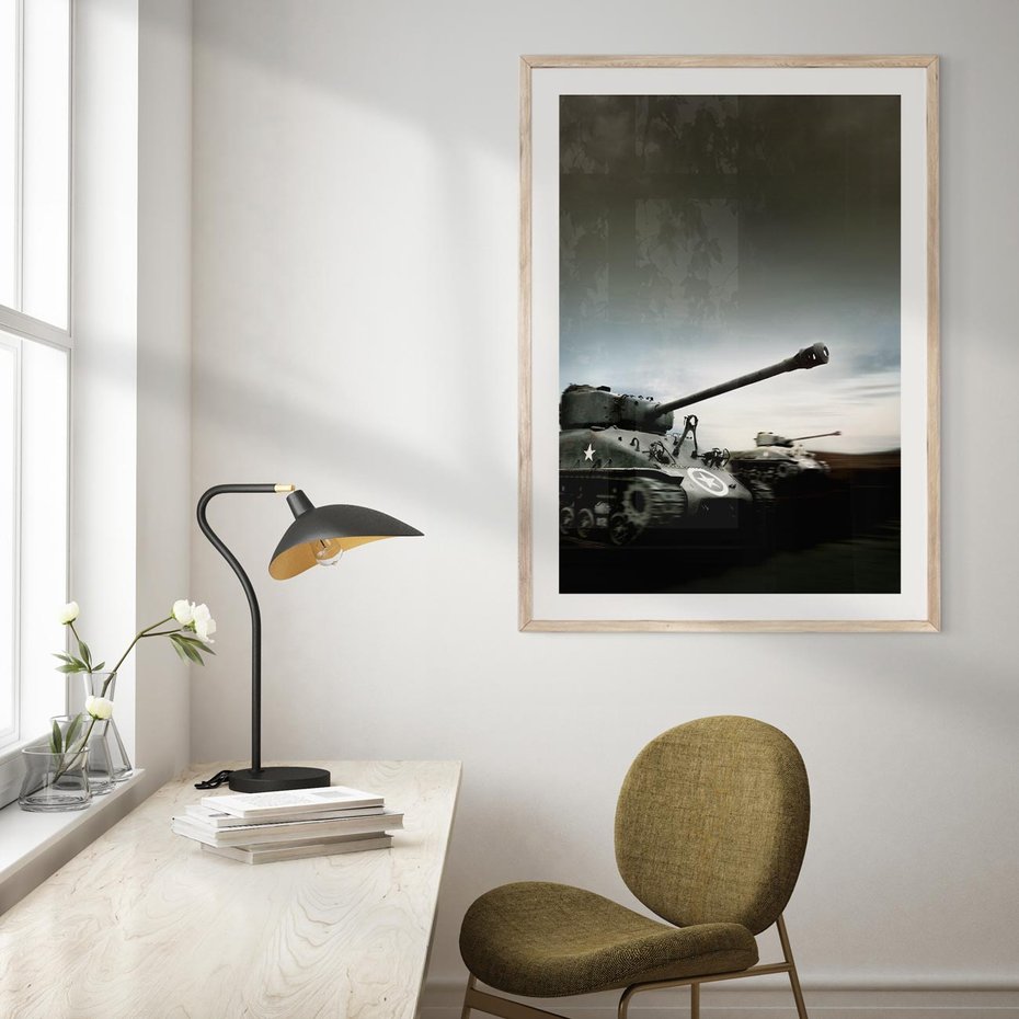Plakat w ramie 30x40 - Siła i determinacja: czołgi wojenne - czołgi, wojna - rama drewno