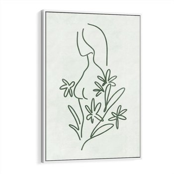 Obraz w ramie 70x100 - Odbicia Zielonego Raju - zielony odcień, abstrakcja - rama biała