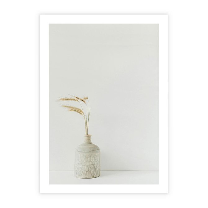 Plakat bez ramy 21x30 - Sztuka Prostoty - minimalistyczny wazon, źdźbła traw