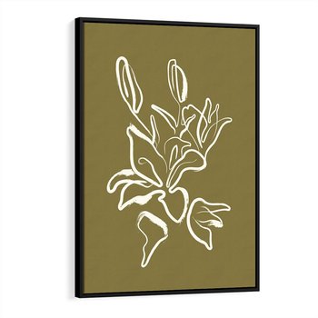 Obraz w ramie 50x70 - Przenikające Barwy - abstrakcyjna roślina, kwiaty - rama czarna