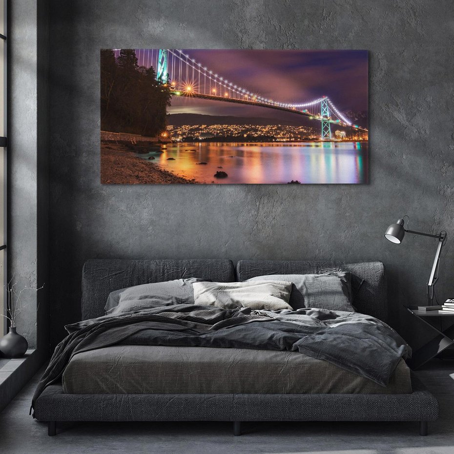 Obraz na płótnie 120x60 - Most nocą w Kanadzie - Kanada, most