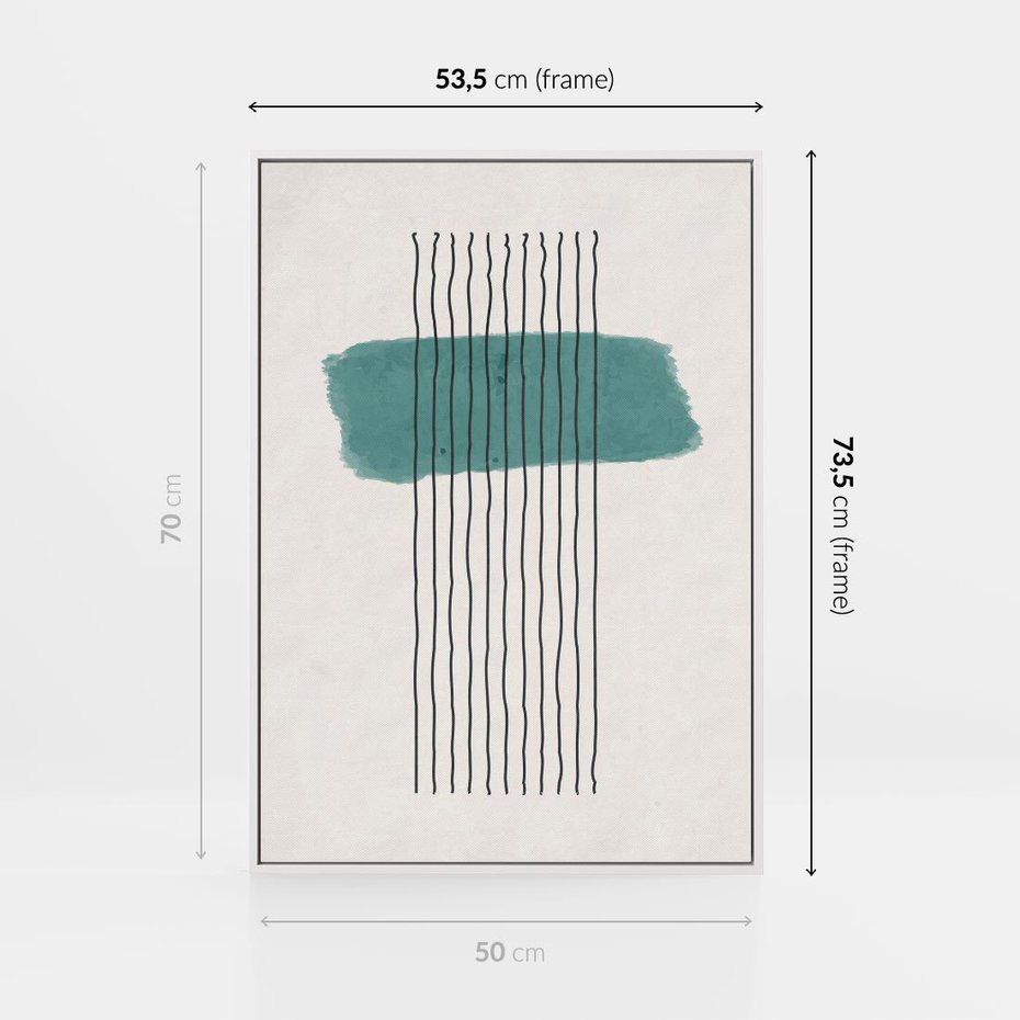 Obraz w ramie 50x70 - Bezczasowe Wspomnienia - abstrakcyjna akwarelowa plama, nieregularne kreski - rama biała