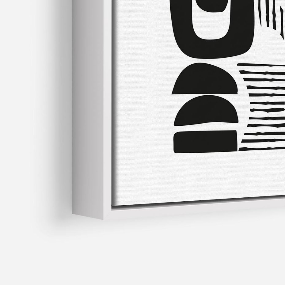 Obraz w ramie 50x50 - Taniec Dziwacznych Kresek - minimalistyczny plakat, czarno biały - rama biała