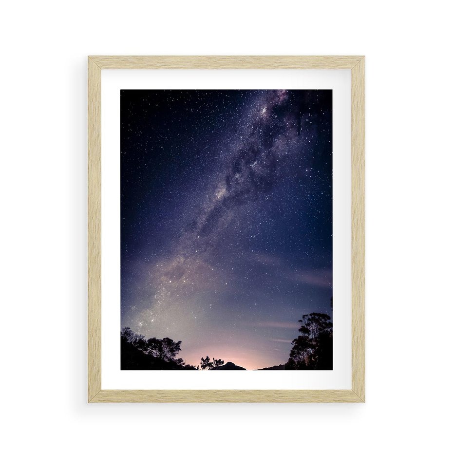 Plakat w ramie 40x50 - Gwiaździste Ujęcie - gwiaździste niebo, noc - rama drewno