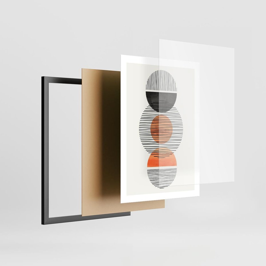 Plakat w ramie 50x70 - Geometryczna Abstrakcja - abstrakcja, nowoczesny obraz - rama czarna