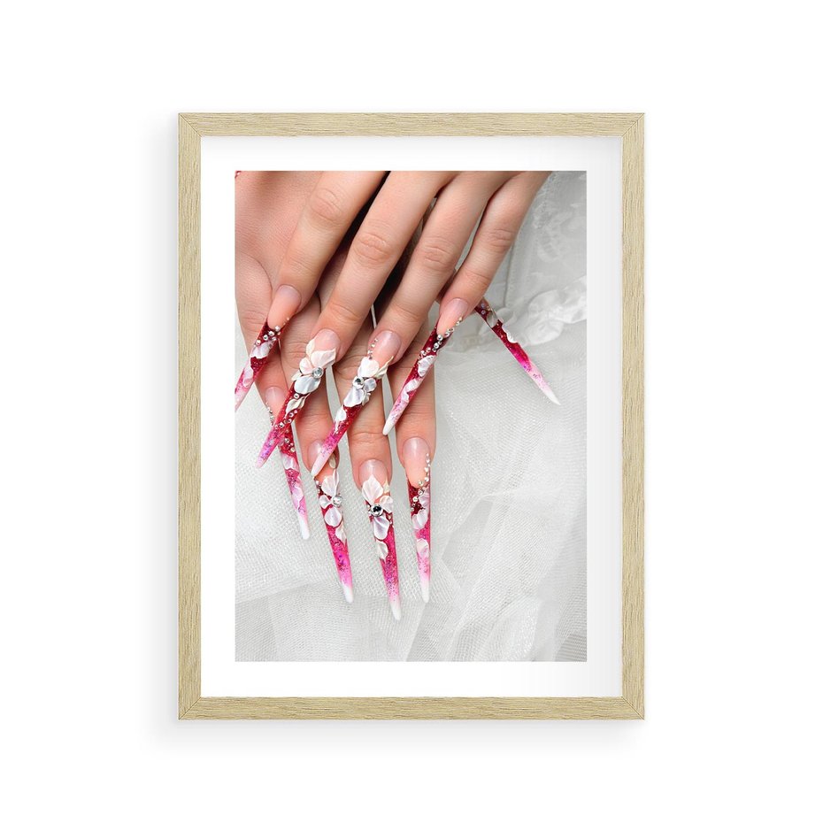Plakat w ramie 30x40 - Paznokcie jak dzieło sztuki - paznokcie, manicure - rama drewno