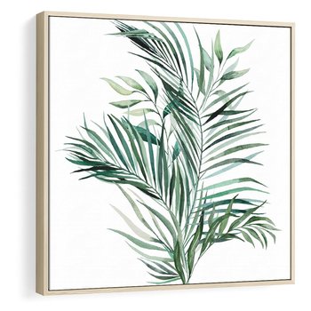 Obraz w ramie 80x80 - Blask Natury - złote, liście - rama drewno