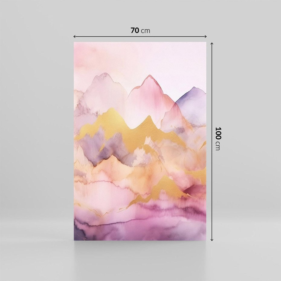 Obraz na płótnie 70x100 - Pastelowe Wzgórza - pastelowe, różowe góry