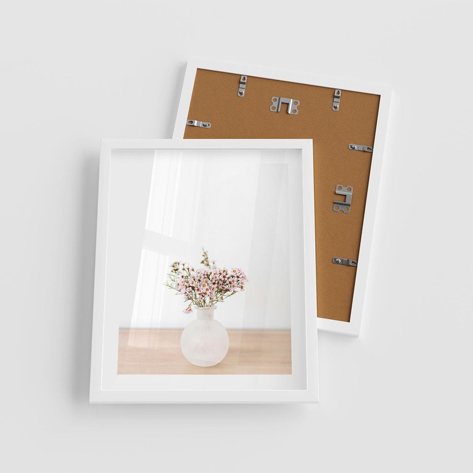 Plakat w ramie 40x50 - Kwiaty w Minimalistycznym Wazonie - kwiaty, wazon - rama biała