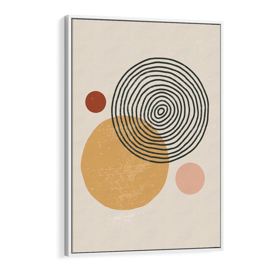 Obraz w ramie 80x120 - Boho Światło - abstrakcyjna sztuka, boho kształty - rama biała