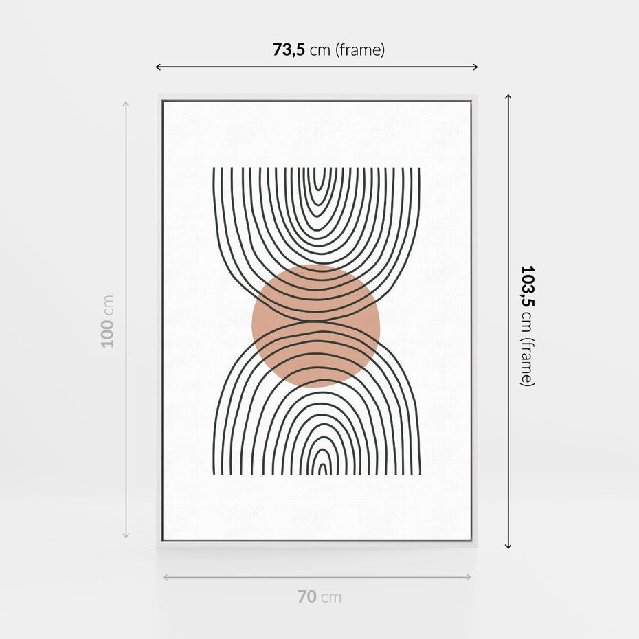 Obraz w ramie 70x100 - Przenikające Widzenia - półkola, koło - rama biała