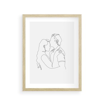 Plakat w ramie 50x70 - Wewnętrzne Emocje - para zakochanych, kobieta i mężczyzna - rama drewno