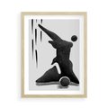 Plakat w ramie 50x70 - Czarno-Biała Grafika Postaci - nowoczesna grafika, plakat - rama drewno