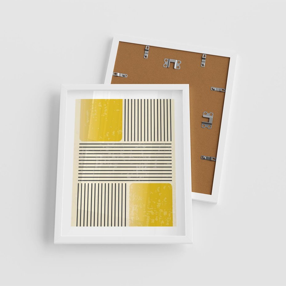 Plakat w ramie 40x50 - Geometria w Ruchu - geometria, proste linie - rama biała