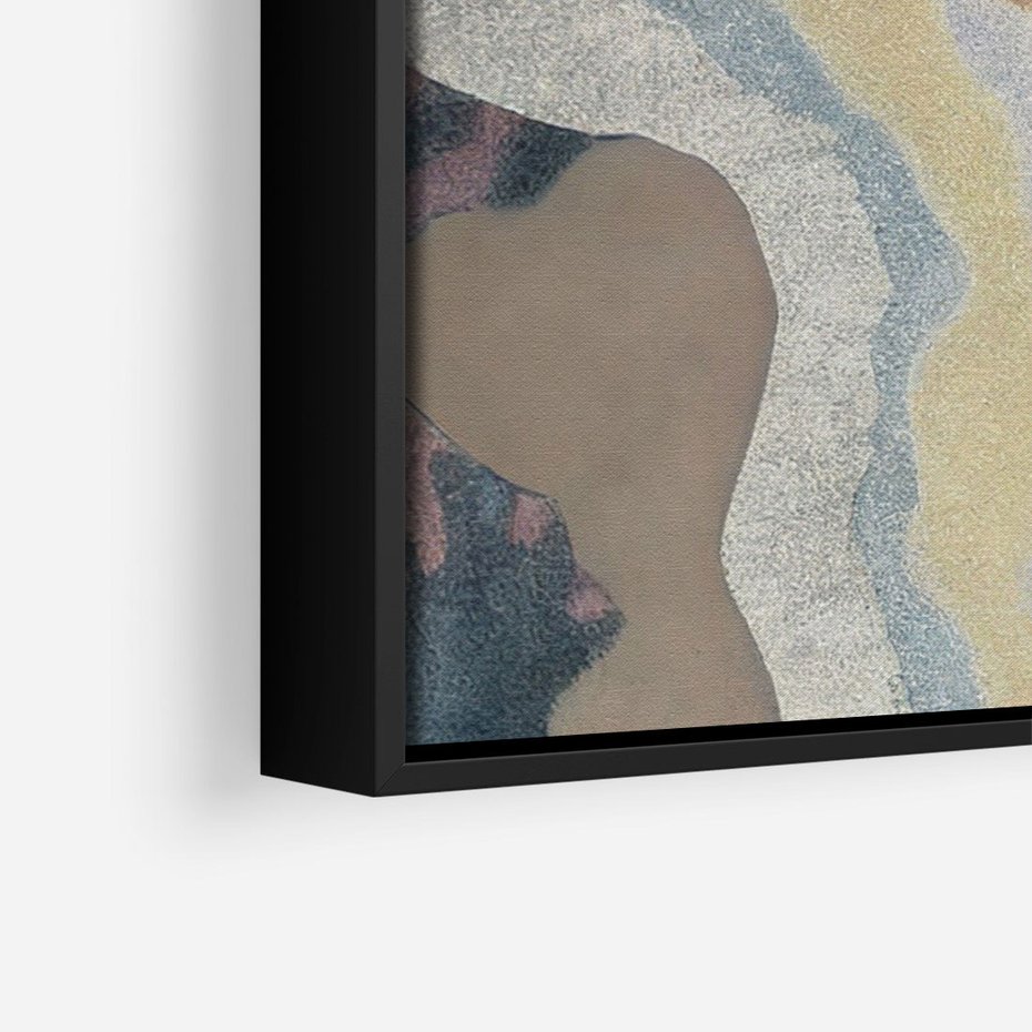 Obraz w ramie 50x70 - Melancholijne oddechy pędzla - abstrakcyjne formy, zgaszone kolory - rama czarna