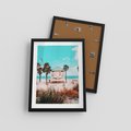 Plakat w ramie 30x40 - Plaża, Palmy i Spokój Miami - budka ratownika, plaża Miami - rama czarna