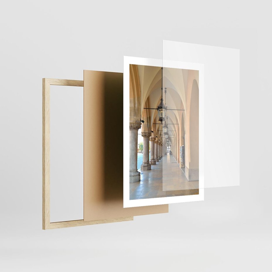 Plakat w ramie 50x70 - Uliczka w perspektywie czasu - uliczka, perspektywa - rama drewno