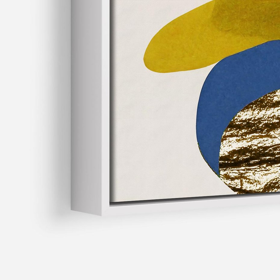 Obraz w ramie 80x80 - Kolorowe Przenikanie Kształtów - abstrakcyjne formy, obraz olejny - rama biała