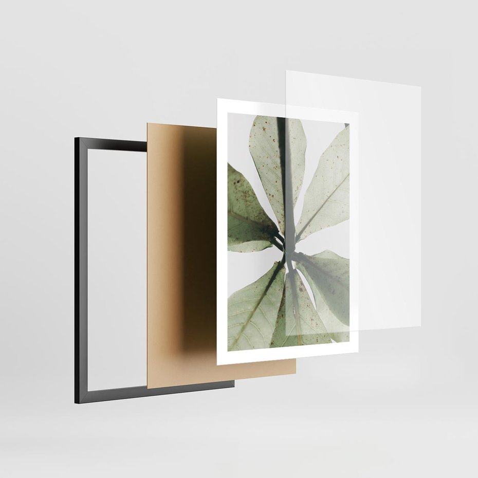 Plakat w ramie 50x70 - Jasna Zieleń w Makro - makro zdjęcie liści, jasna zieleń - rama czarna