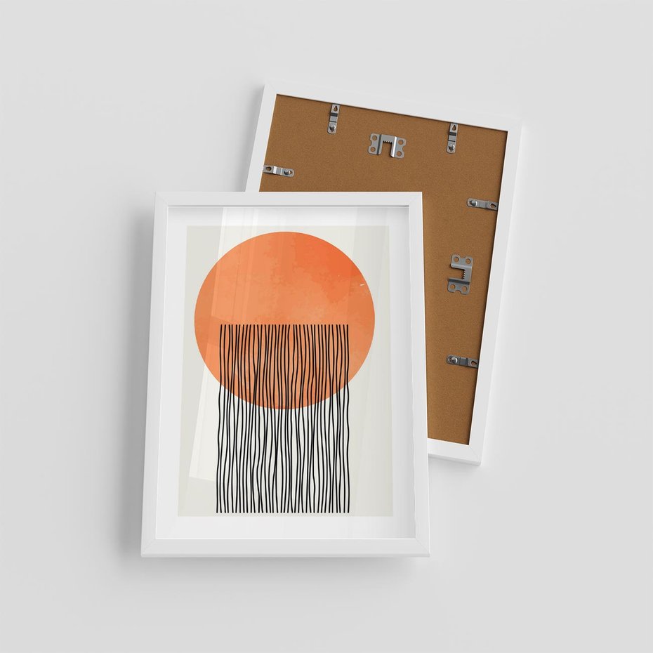 Plakat w ramie 30x40 - Echa Wyobraźni - koło, boho styl - rama biała