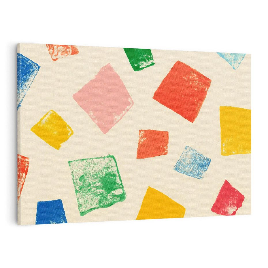 Obraz na płótnie 120x80 - Tęczowe Rytmy - kolorowe tęczowe kwadraty, wesoły kolaż