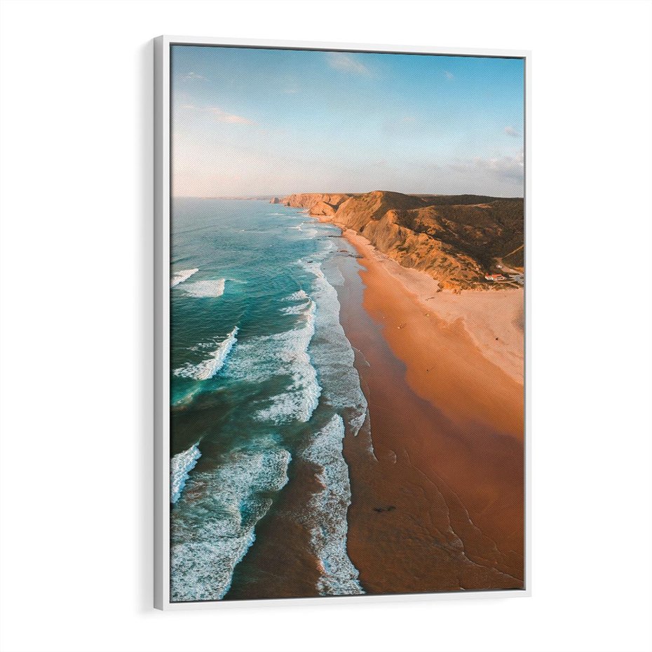 Obraz w ramie 80x120 - Z Lotu Ptaka - fotografia, plaża - rama biała