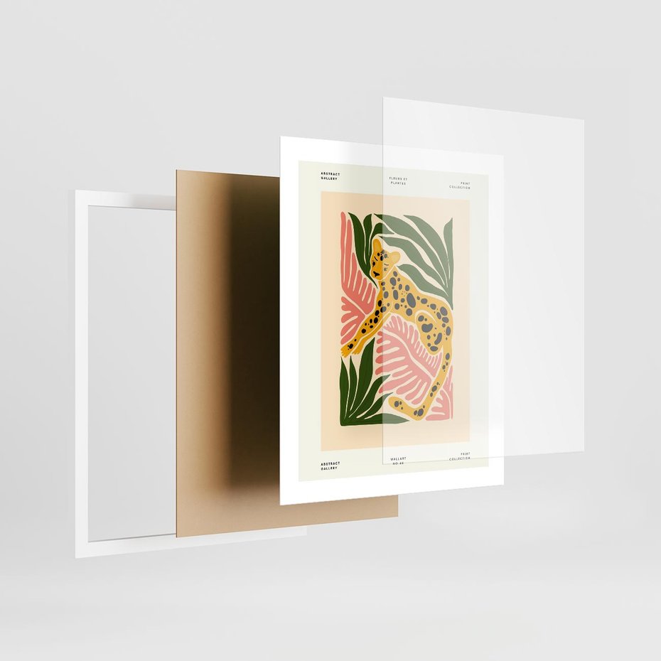 Plakat w ramie 40x50 - Rozkwitające Odbicia - nowoczesny plakat, gepard - rama biała