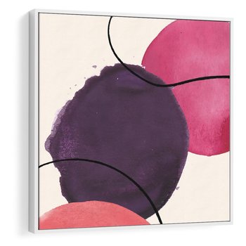 Obraz w ramie 80x80 - Migotliwe Widzenia - abstrakcyjne akwarelowe plamy, nieregularne linie - rama biała