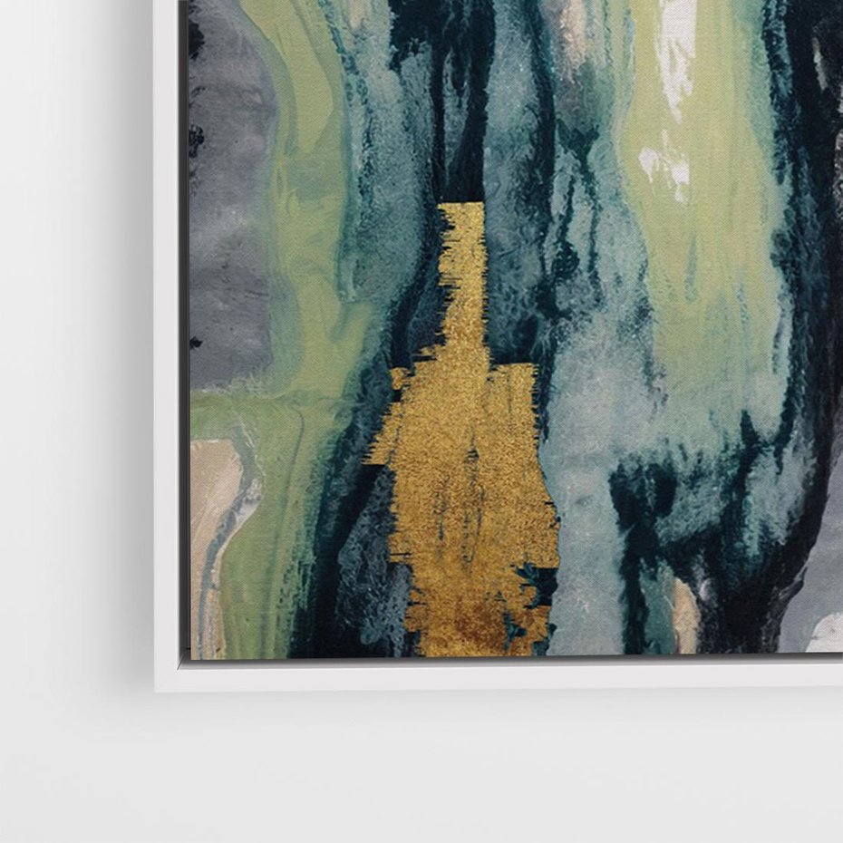 Obraz w ramie 70x50 - Sfumowane zmysły artysty - rozmyte kolory, zieleń - rama biała