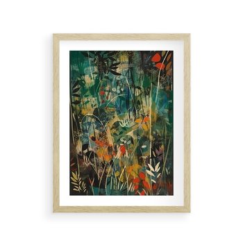 Plakat w ramie 50x70 - Abstrakcyjne Wariacje Form - abstrakcyjny obraz, mnogość kolorów - rama drewno