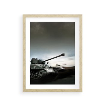 Plakat w ramie 30x40 - Siła i determinacja: czołgi wojenne - czołgi, wojna - rama drewno