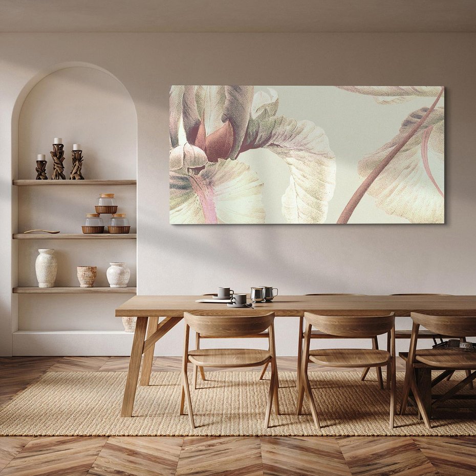 Obraz na płótnie 120x60 - Przenikanie światów barw - kwiaty vintage, tropikalne rośliny