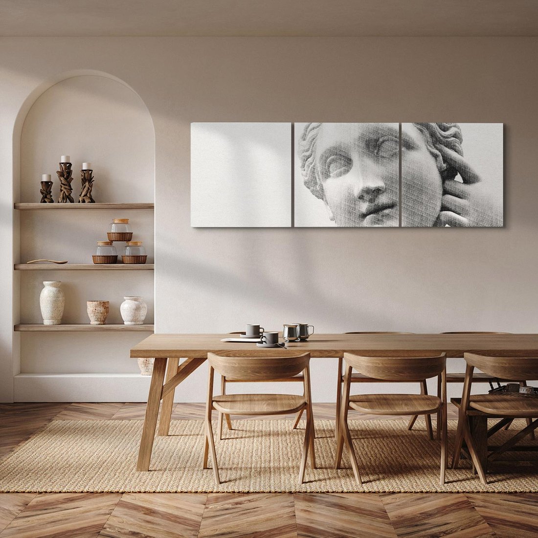 Obraz na płótnie 90x30 - Szarość w Kamieniu - monochromatyczna marmurowa rzeźba, odcienie szarości