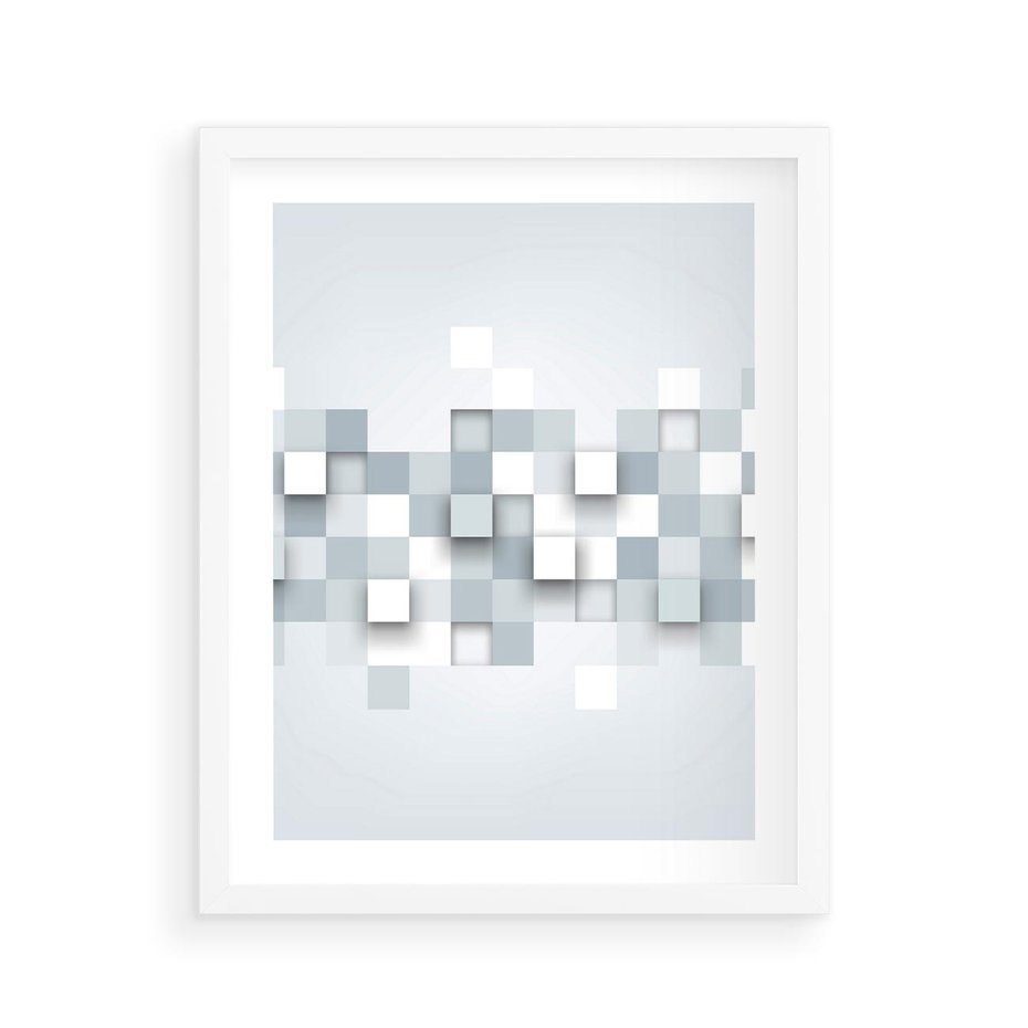 Plakat w ramie 40x50 - Trójwymiarowe formy geometryczne - geometria, 3D - rama biała