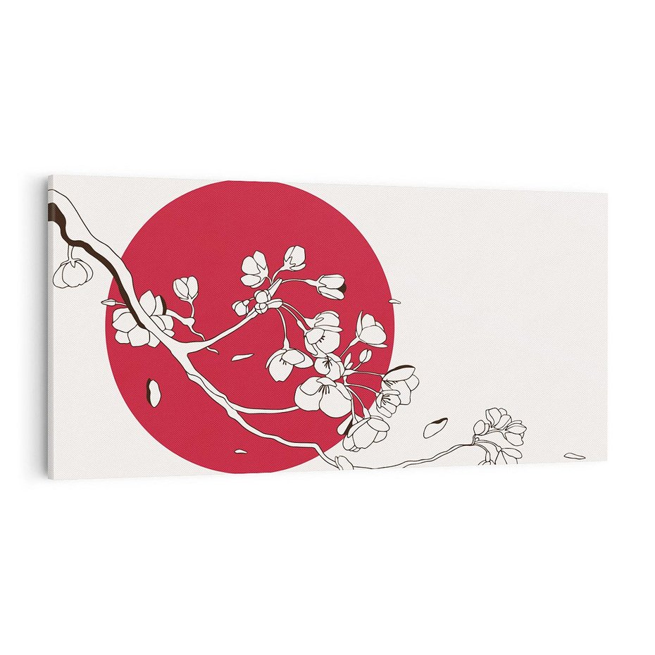 Obraz na płótnie 100x50 - Esencja Zen - kwiatnąca wiśnia, orientalna grafika