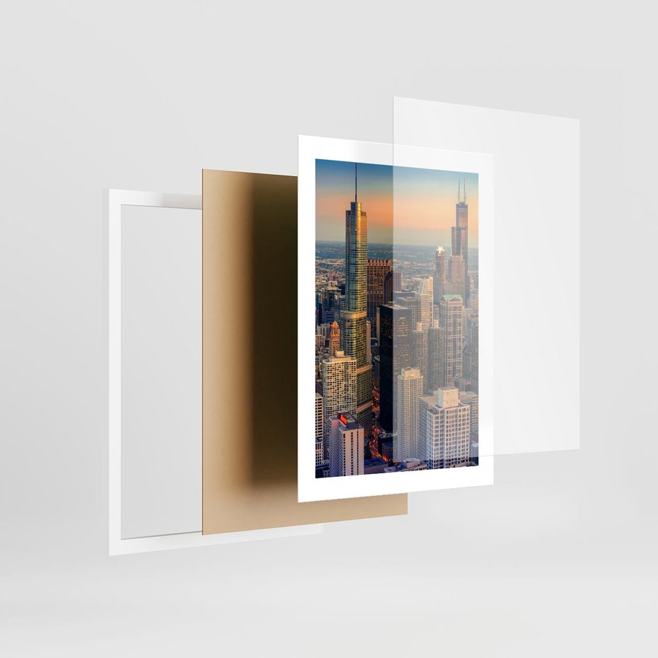 Plakat w ramie 30x40 - Wieżowce Nowego Jorku - Manhattan, wieżowce - rama biała