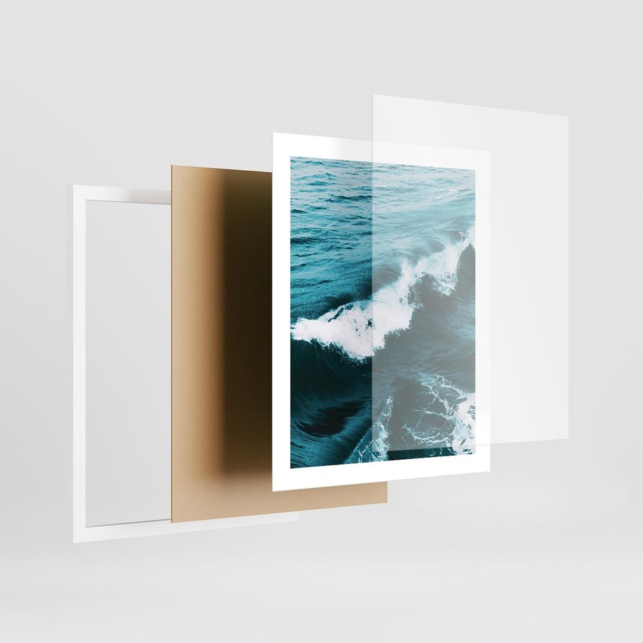 Plakat w ramie 40x50 - Wibracje Oceanu - turkusowy ocean, fale - rama biała