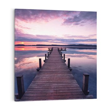 Obraz na płótnie 40x40 - spotkanie przy molo - jezioro, molo