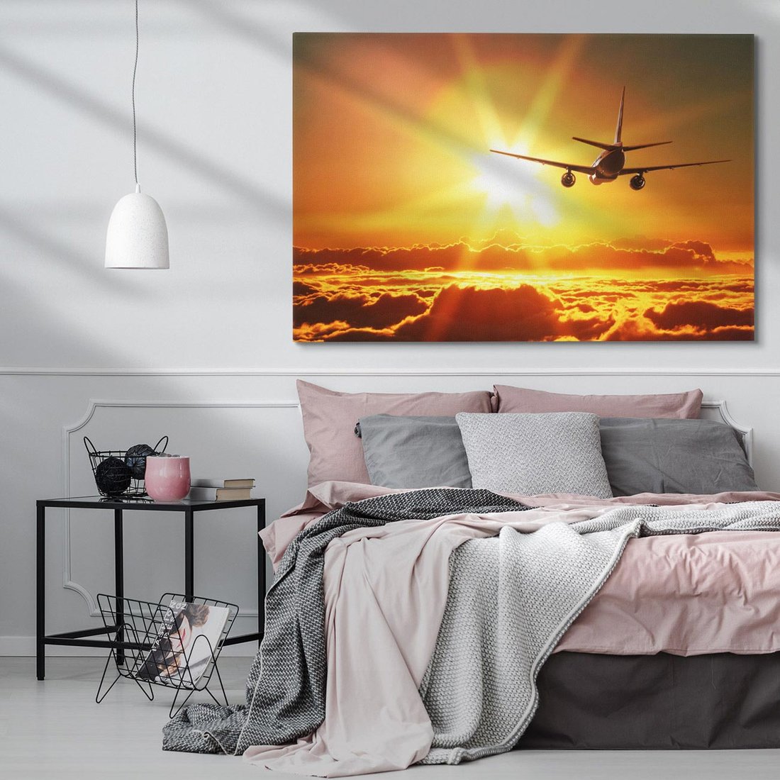 Obraz na płótnie 120x80 - Wolność podróży - samolot, słońce