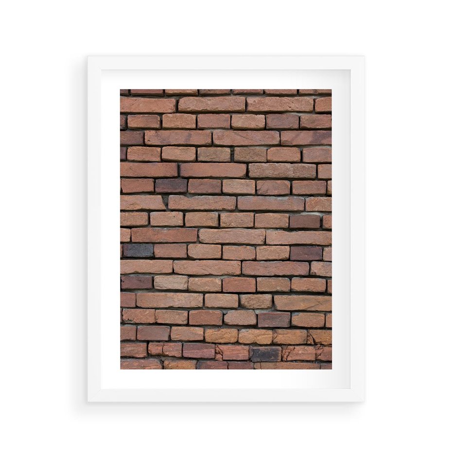 Plakat w ramie 40x50 - Mur cegieł: industrialny urok - cegły, mur - rama biała