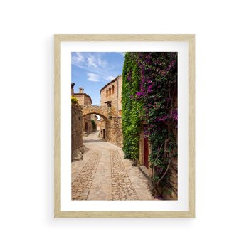 Plakat w ramie 40x50 - Uliczka pełna perspektywy i tajemnicy - uliczka, perspektywa - rama drewno