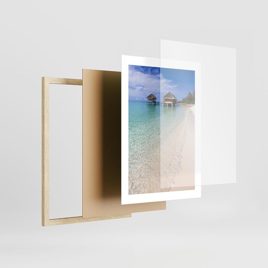 Plakat w ramie 30x40 - Rajski klimat plaży tropikalnej - plaża, tropiki - rama drewno