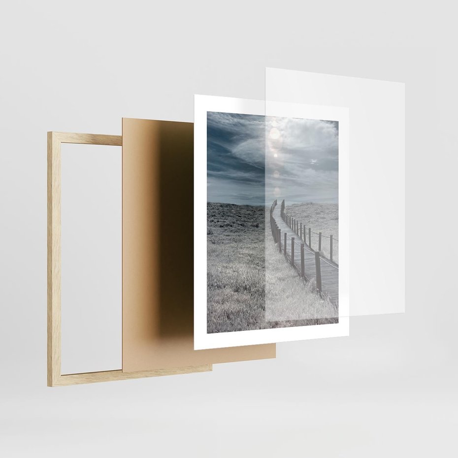 Plakat w ramie 40x50 - Burzowy pomost na plaży - plaża, pomost - rama drewno