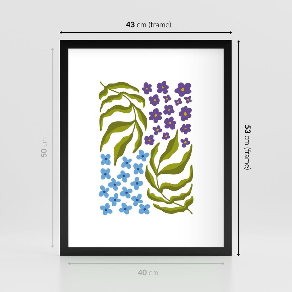 Plakat w ramie 40x50 - Księga Kształtów Bez Granic - kwiaty, sztuka nowoczesna - rama czarna