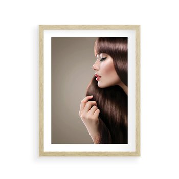 Plakat w ramie 50x70 - Piękno fryzury - włosy, fryzura - rama drewno