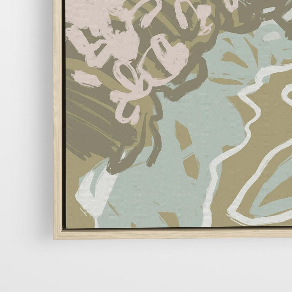 Obraz w ramie 80x80 - Wizja Przestrzeni - pastelowy krajobraz, nowoczesny plakat - rama drewno