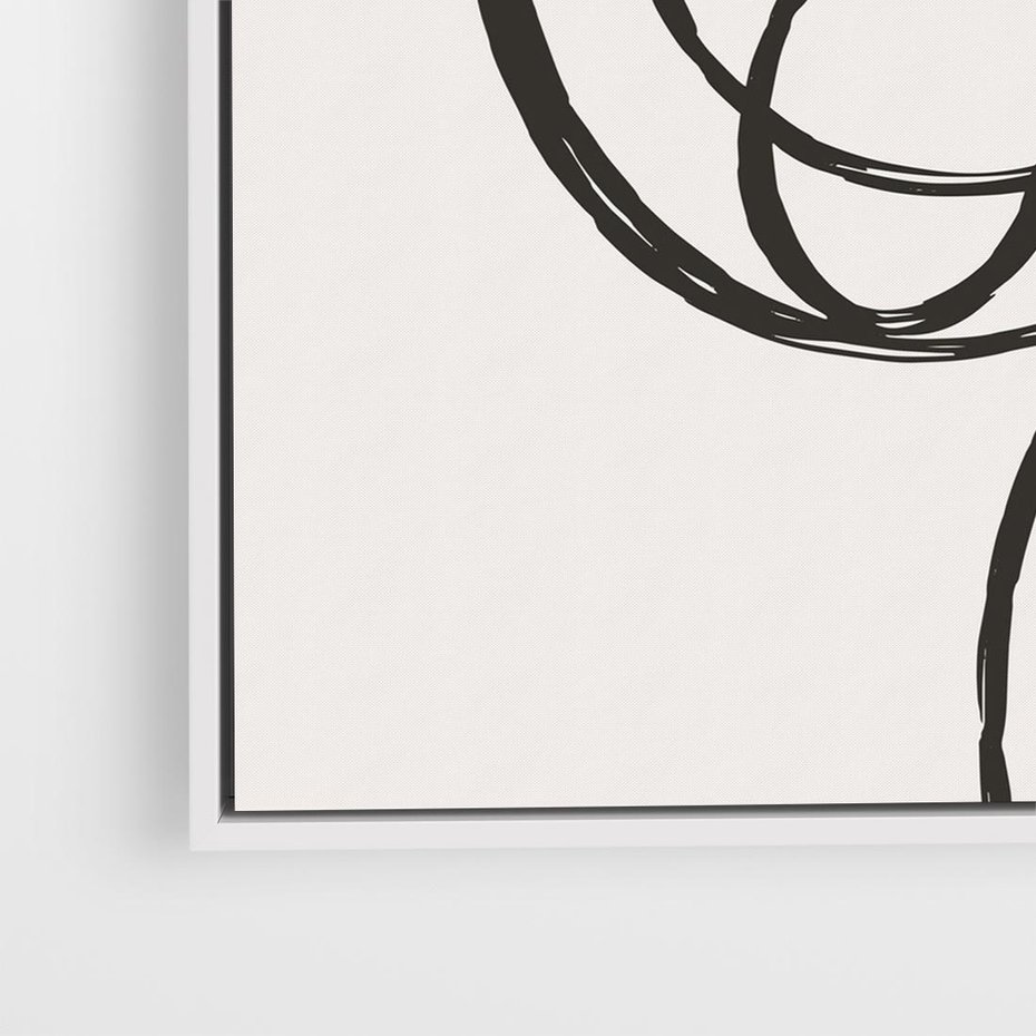 Obraz w ramie 80x80 - Migotliwa Kreatywność - abstrakcyjne szkicowane linie, minimalizm - rama biała
